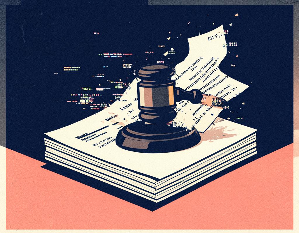 AI hallucinated law in UK court cases: gavel on legal documents dissolving into fake citations