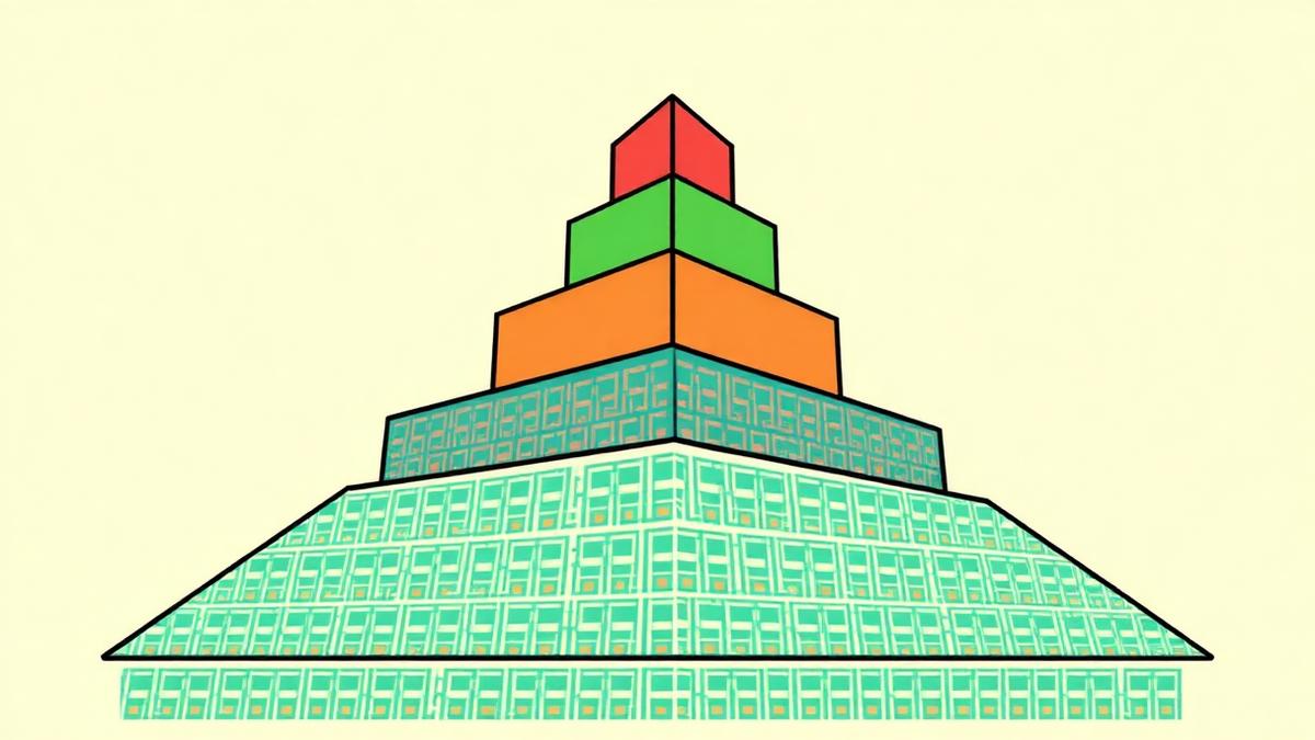 Illustration of a law firm pyramid with the junior lawyer base replaced by AI circuitry, on training junior lawyers in the age of legal AI