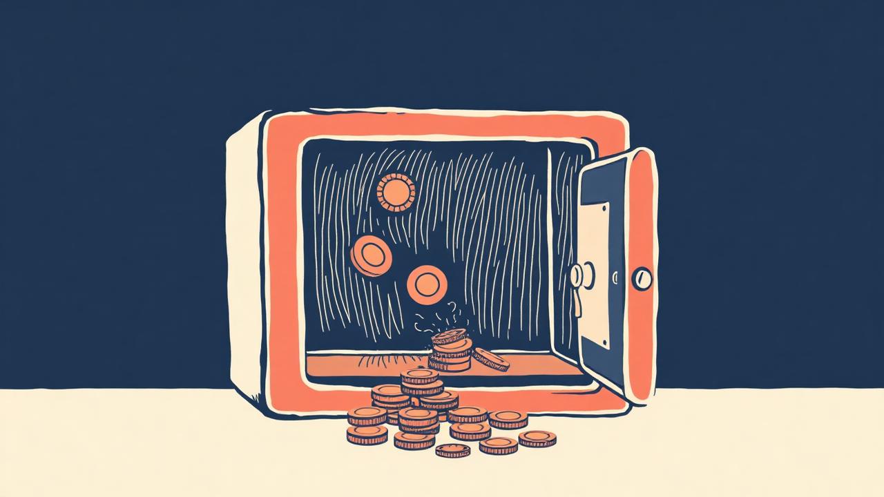Illustration of an open law firm safe with coins moving to a third-party managed account, representing restrictions on holding client money